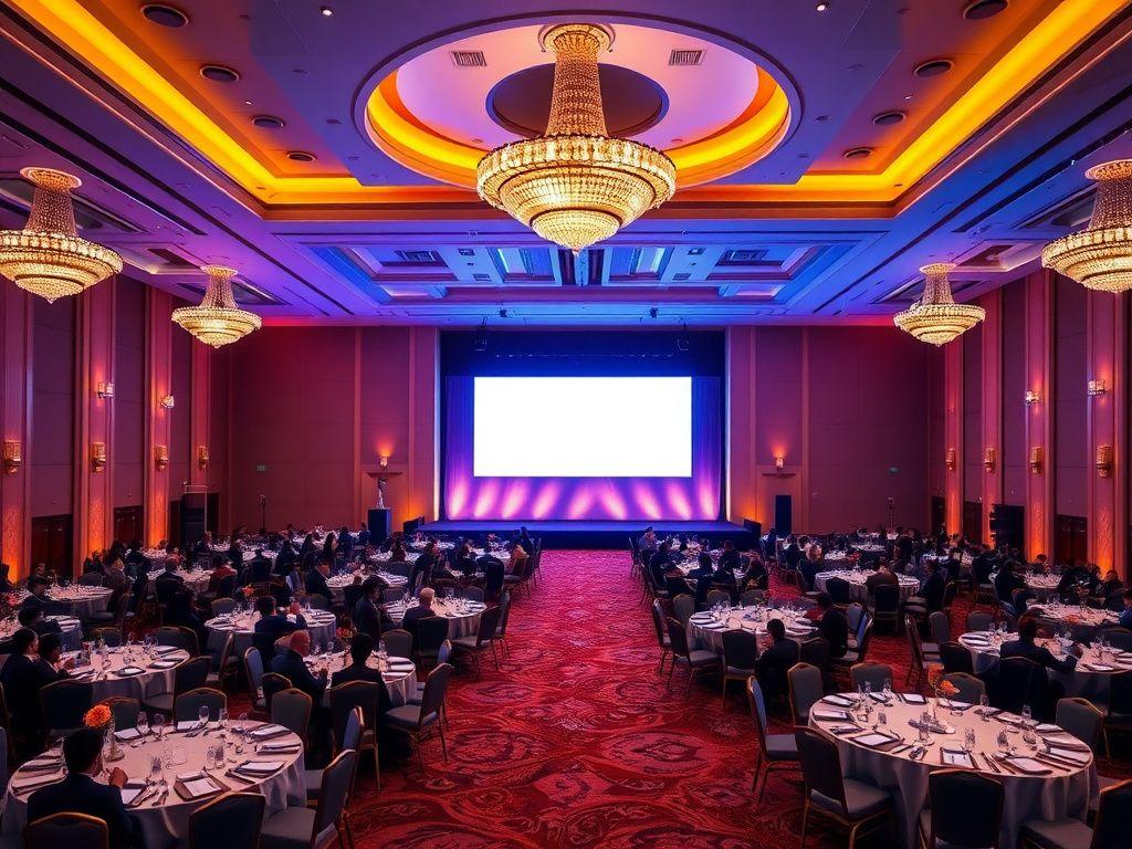 Evening corporate summit staged in a Kuala Lumpur ballroom